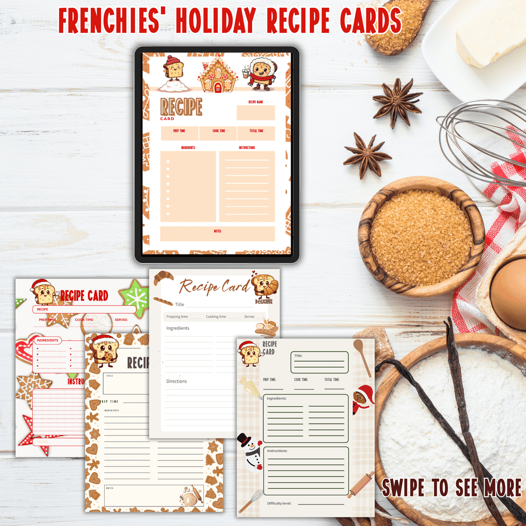 🎄 Frenchies Holiday Recipe Cards – Printable & Digital - The French Toasties