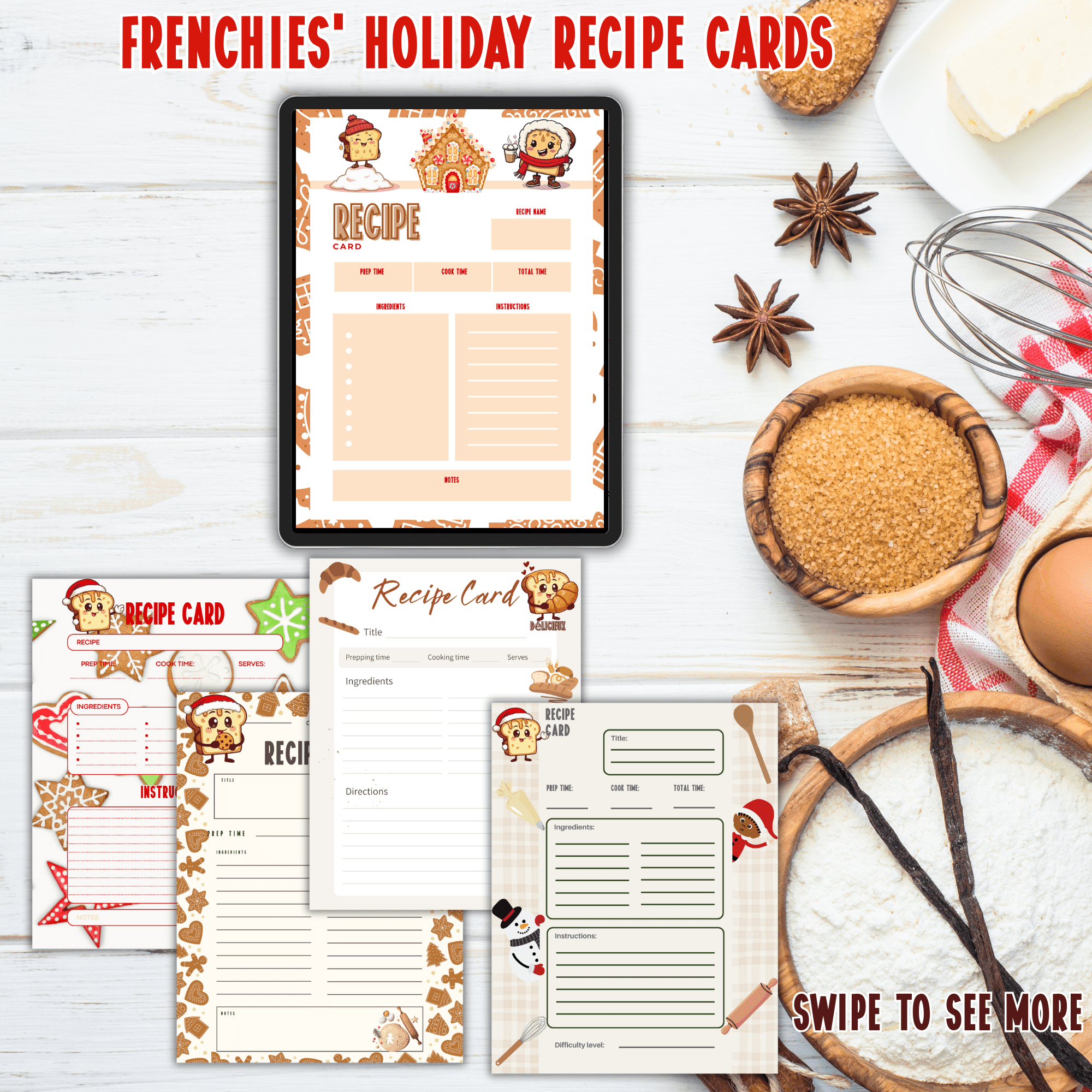 🎄 Frenchies Holiday Recipe Cards – Printable & Digital - The French Toasties