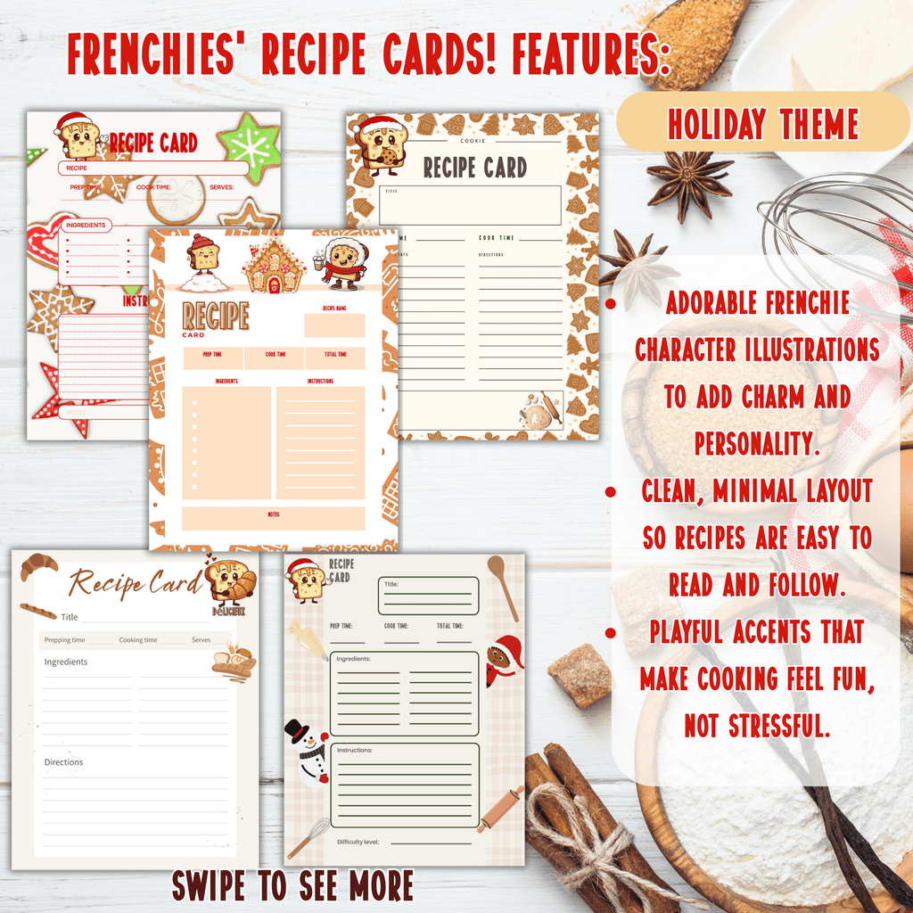 🎄 Frenchies Holiday Recipe Cards – Printable & Digital - The French Toasties