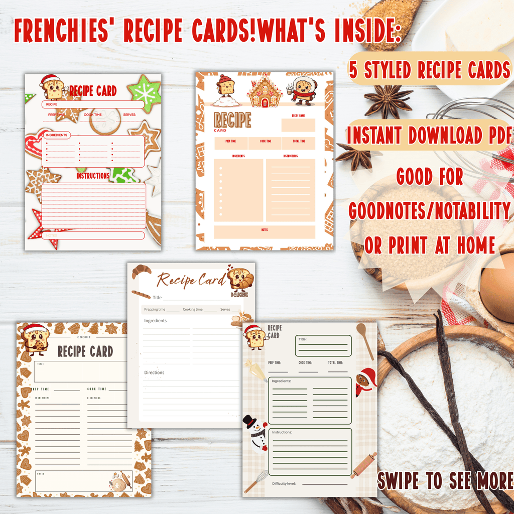 🎄 Frenchies Holiday Recipe Cards – Printable & Digital - The French Toasties