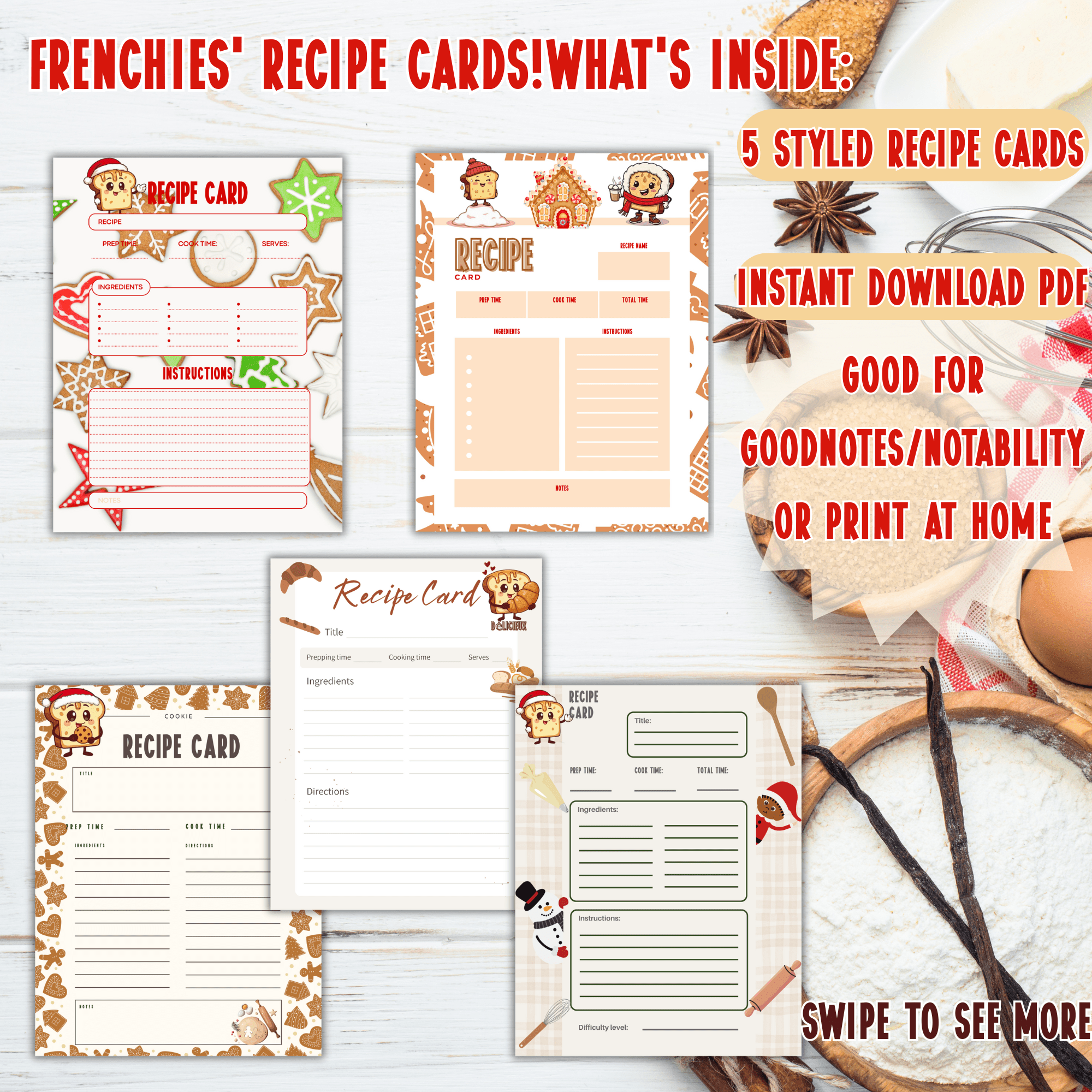 🎄 Frenchies Holiday Recipe Cards – Printable & Digital - The French Toasties