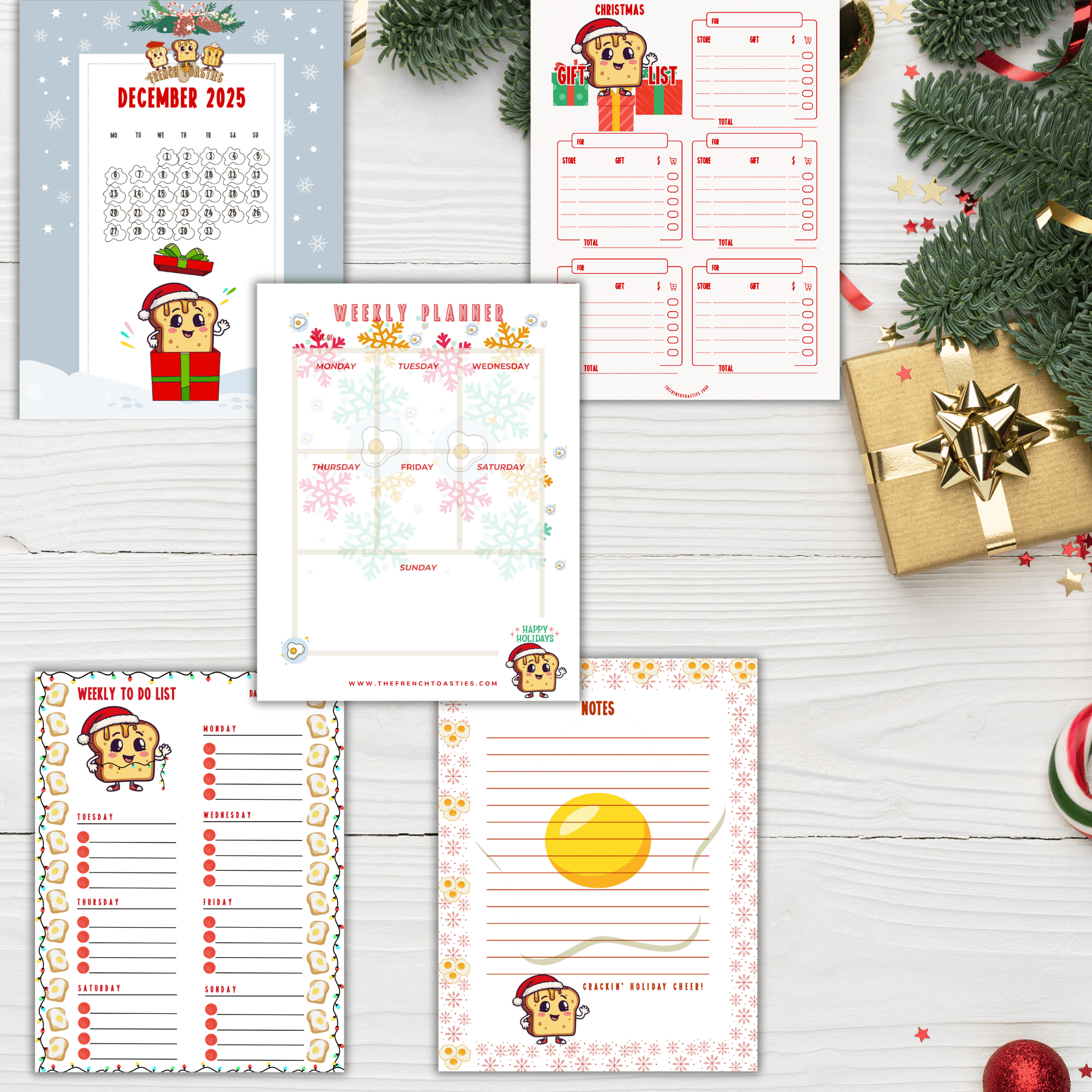 🎁 Holiday Sunny Essentials Bundle – Digital Weekly Planner, December Calendar & Gift Tags - The French Toasties