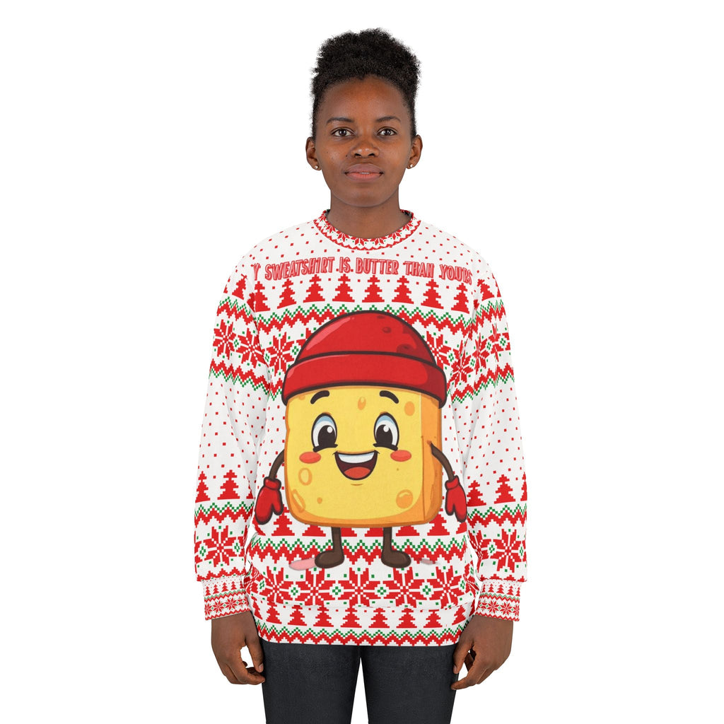 Meltie Butterson Funny Holiday Sweatshirt | Ugly Christmas Sweater Snowflake Design - The French Toasties