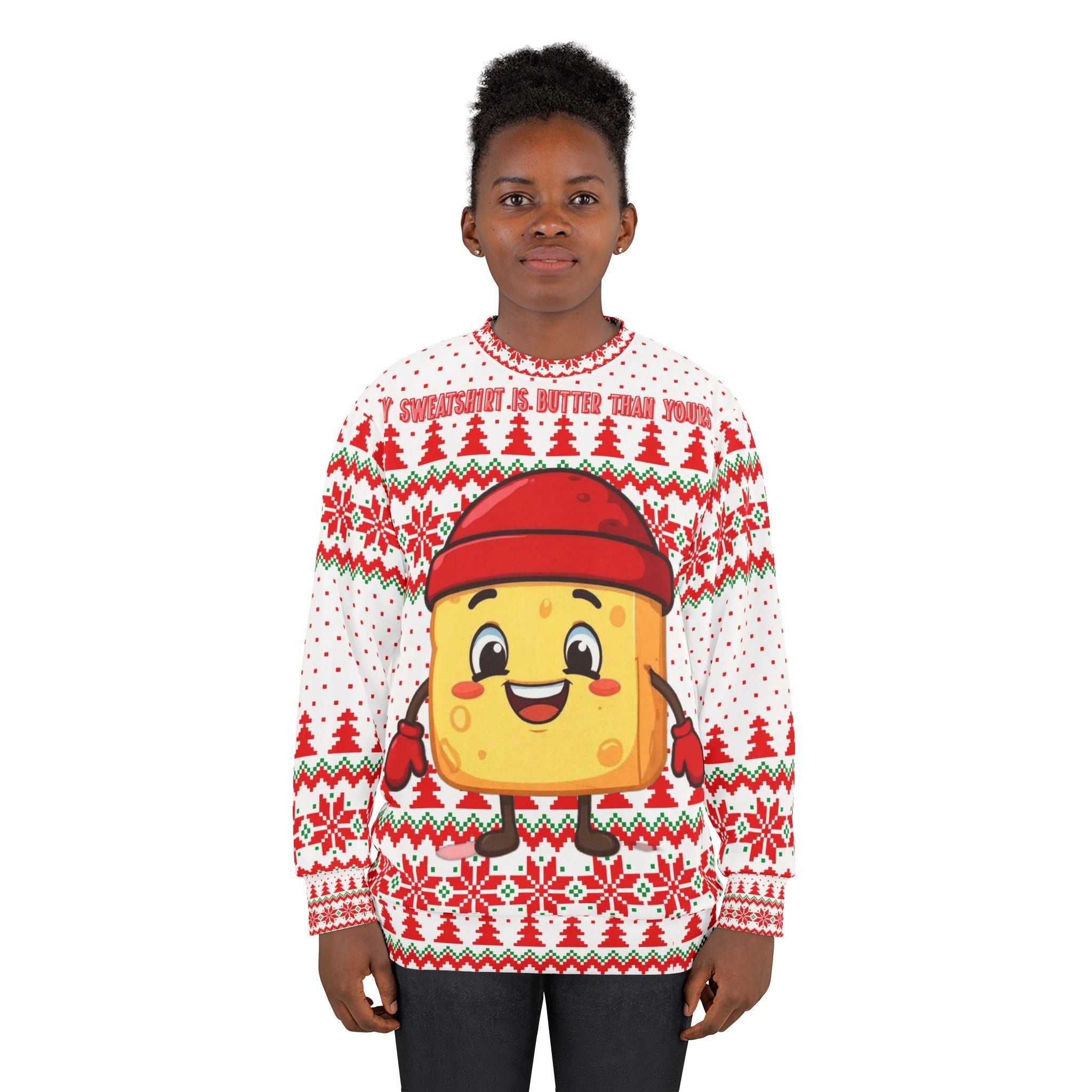 Meltie Butterson Funny Holiday Sweatshirt | Ugly Christmas Sweater Snowflake Design - The French Toasties