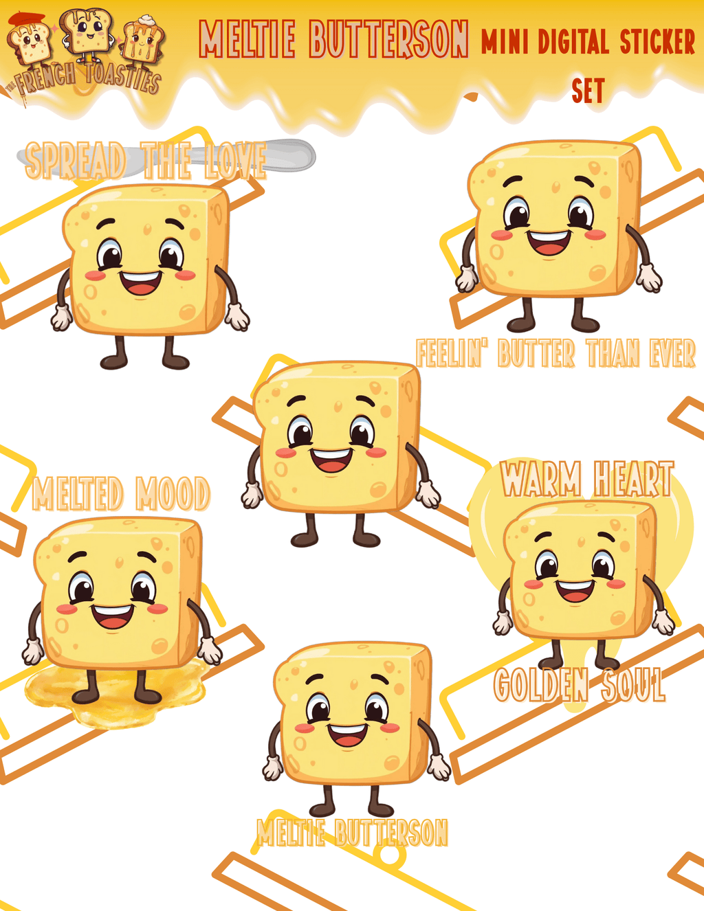 Meltie Butterson Mini Digital Sticker Pack - The French Toasties