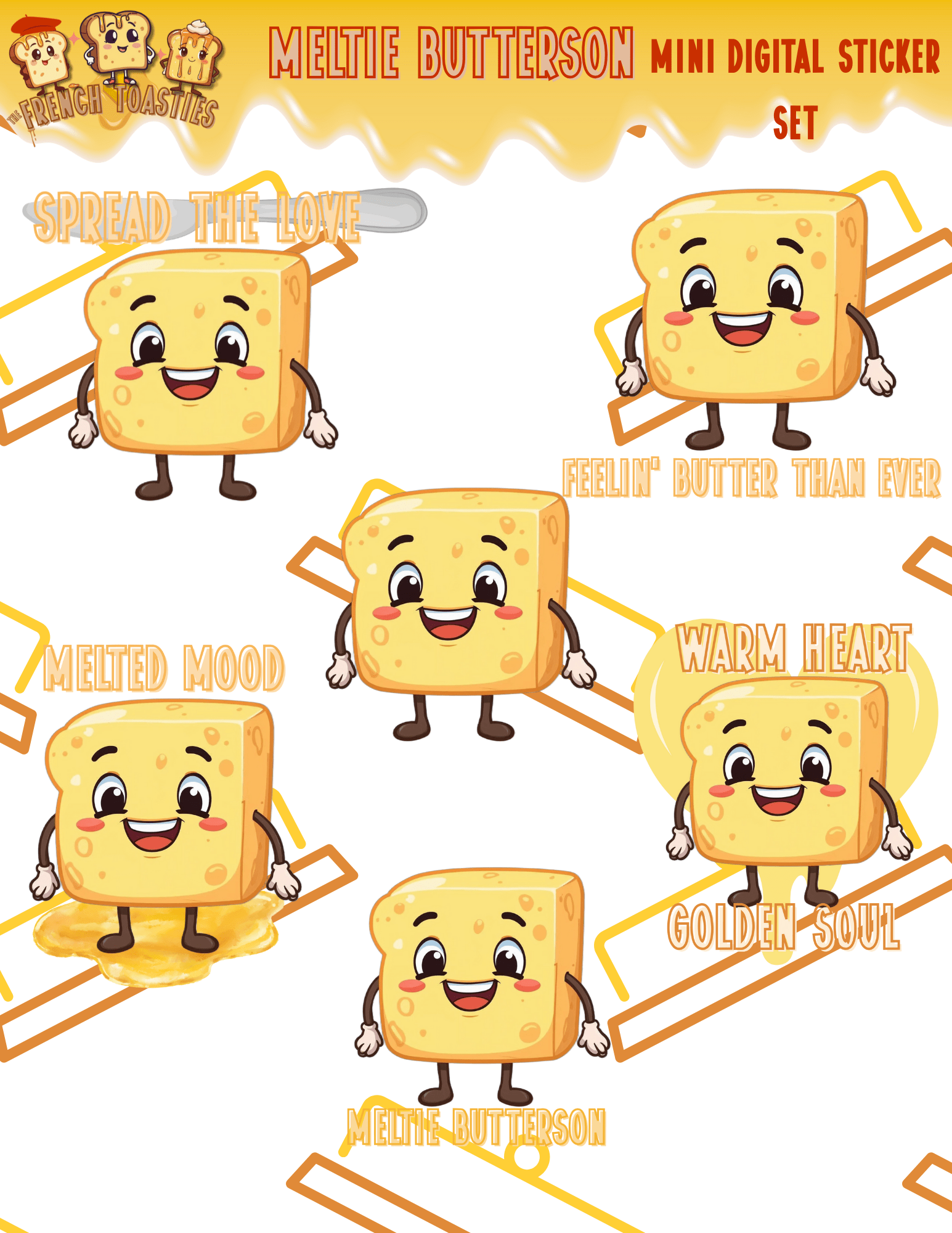 Meltie Butterson Mini Digital Sticker Pack - The French Toasties