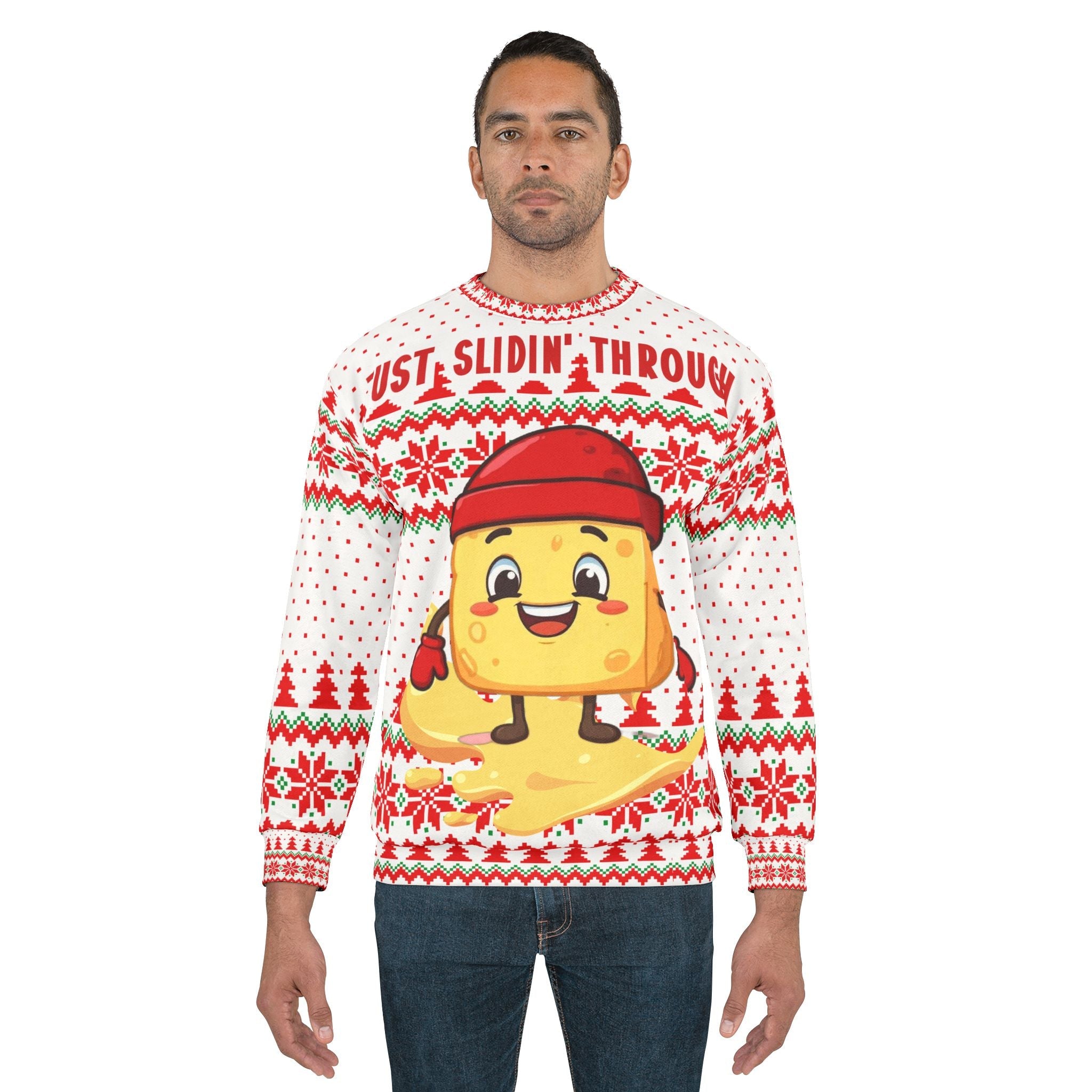 Meltie Butterson Winter Cartoon Sweatshirt | Holiday Snowflake Sledding Design - The French Toasties