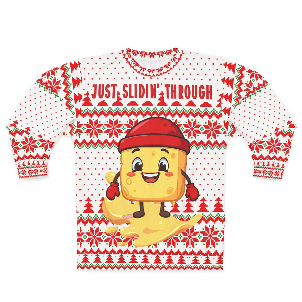 Meltie Butterson Winter Cartoon Sweatshirt | Holiday Snowflake Sledding Design - The French Toasties