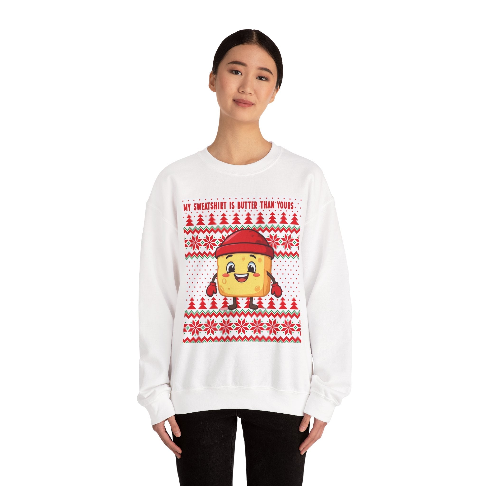My Sweatshirt is Butter Than Yours| Ugly Christmas Sweater Style - The French Toasties