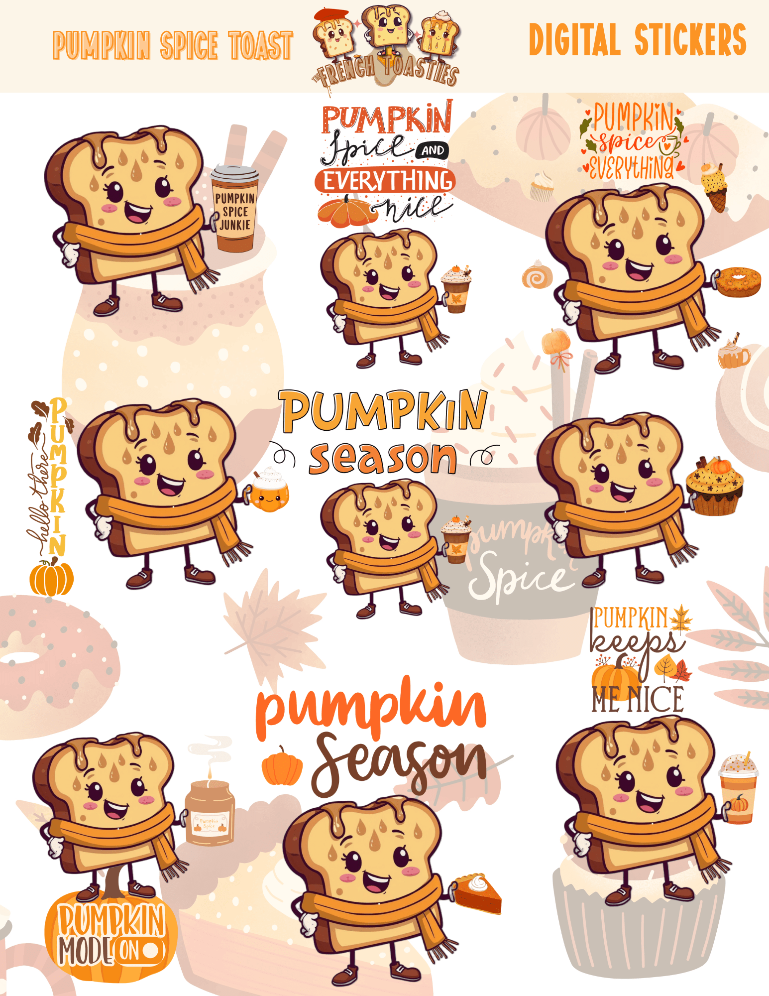 Pumpkin Spice Toastie Digital Sticker Pack - 9 - The French Toasties