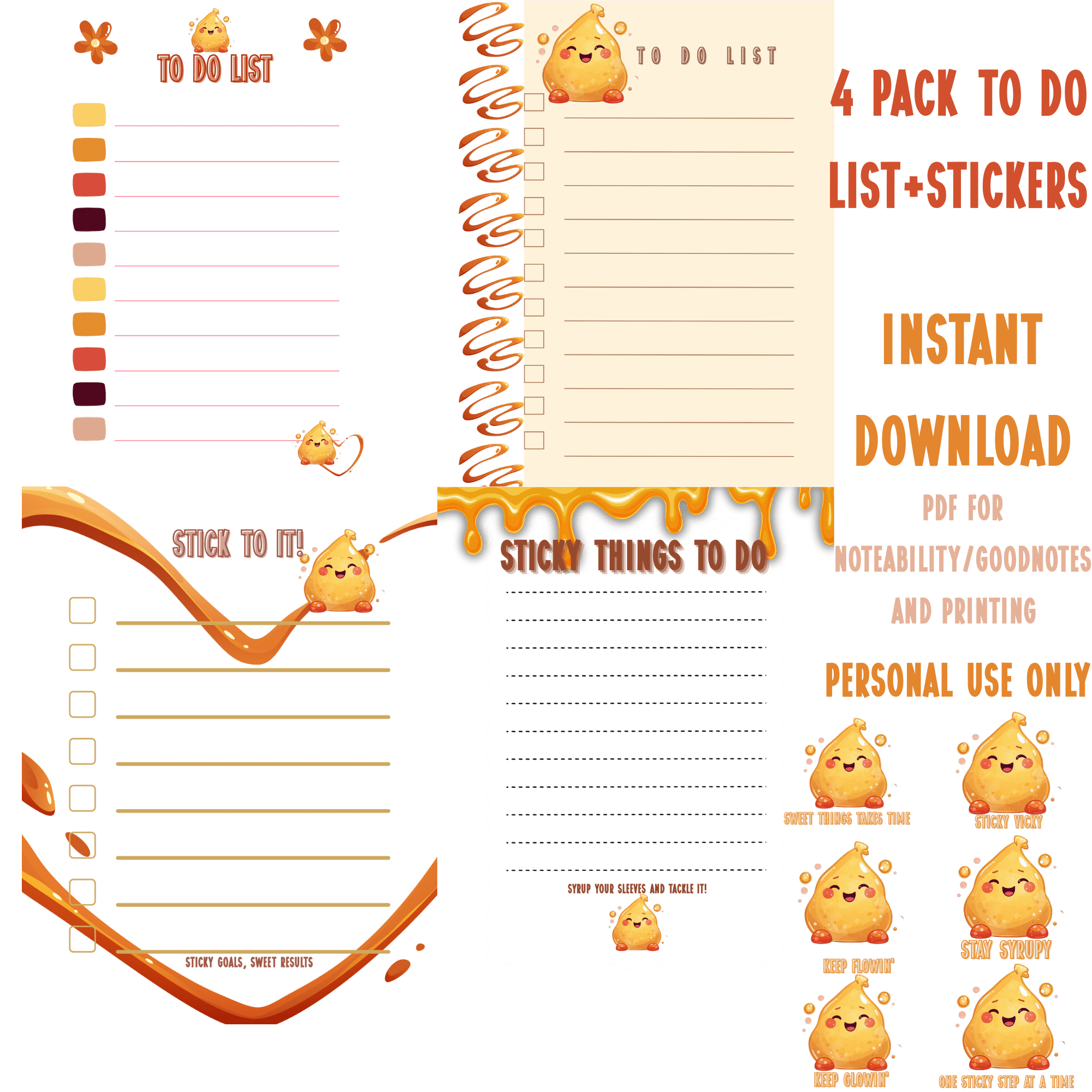 Sticky, Sweet and Spicy Complete! Digital Notepad+Stickers Bundle - The French Toasties