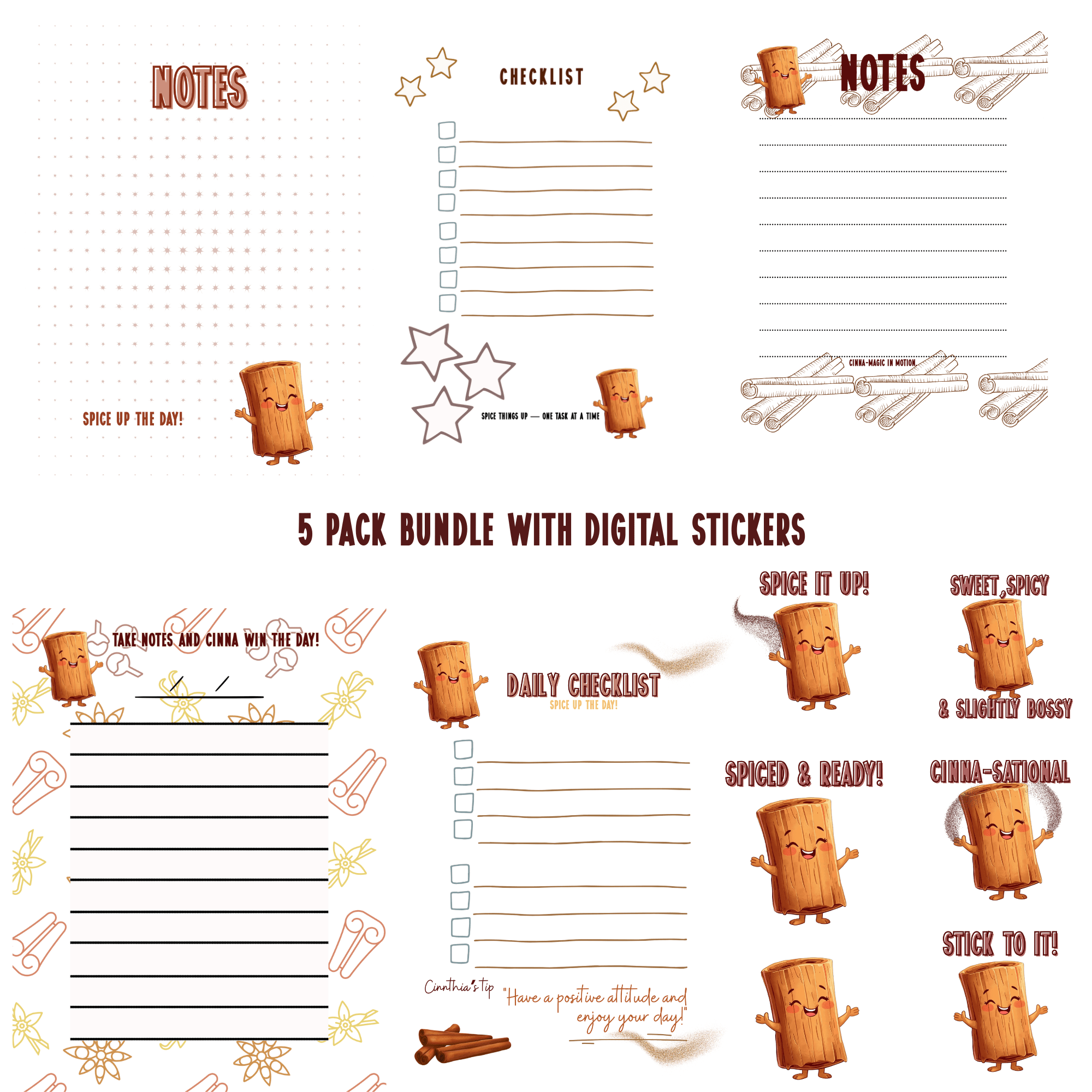 Sticky, Sweet and Spicy Complete! Digital Notepad+Stickers Bundle - The French Toasties