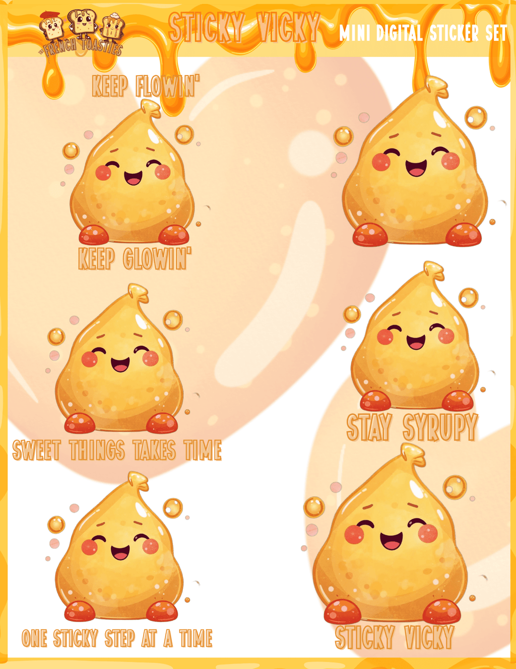 Sticky Vicky Mini Digital Sticker Pack - The French Toasties