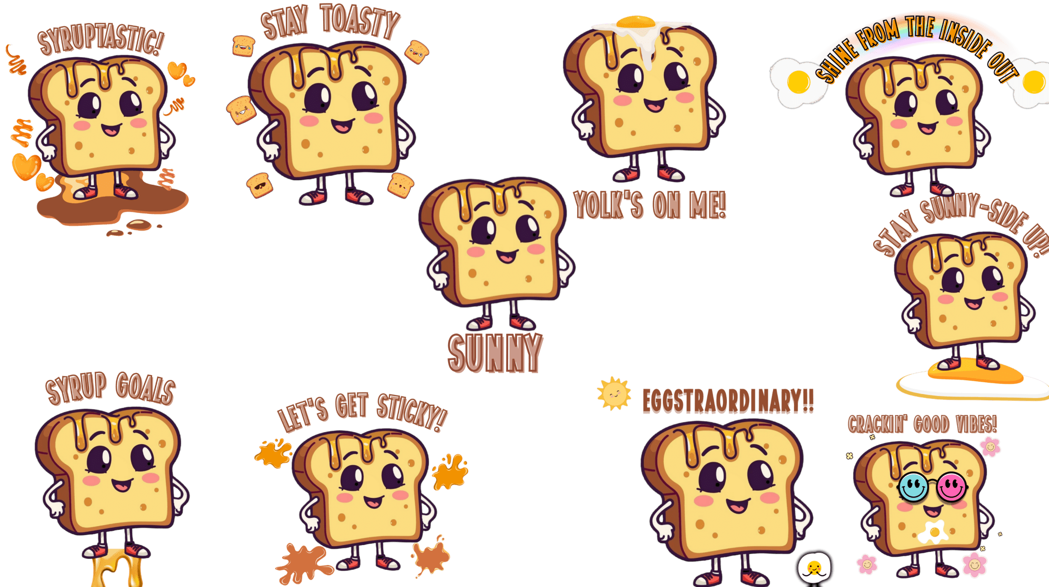 Sunny French Toast Digital Sticker Pack - Dozen - The French Toasties