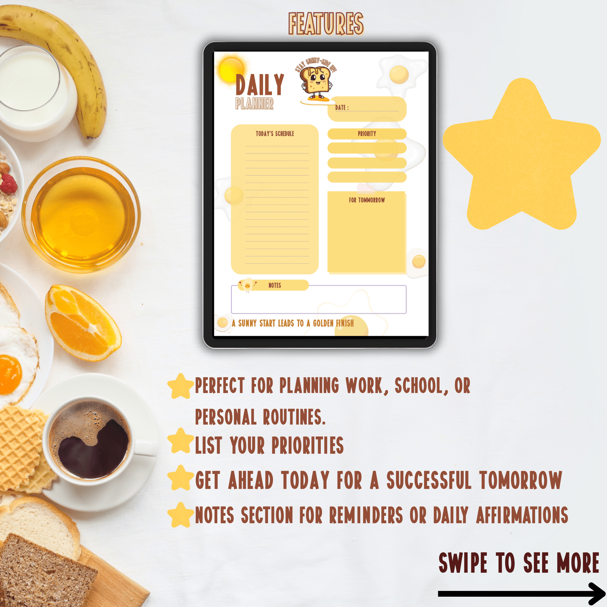 Sunny Side up Daily Essentials Digital Mini Planner - The French Toasties