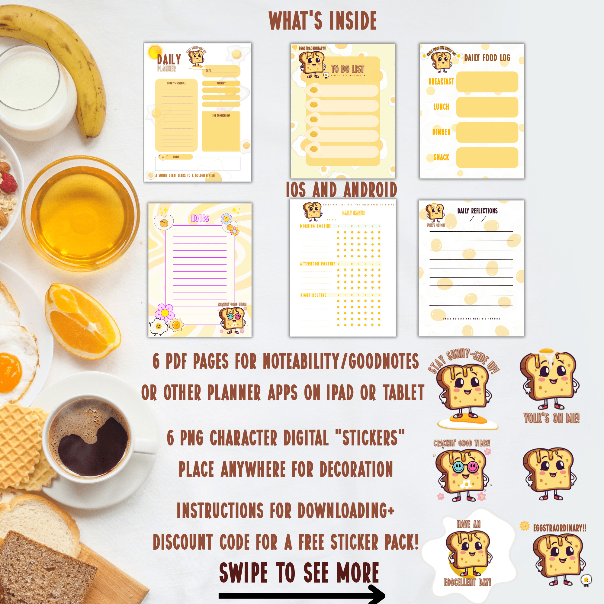 Sunny Side up Daily Essentials Digital Mini Planner - The French Toasties